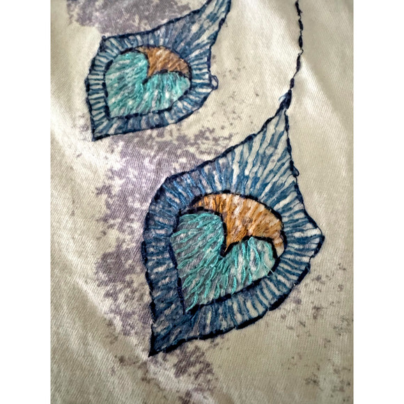 Vtg Y2K Lucky Brand tshirt Women's Sz L Peacock Floral nature fairy - Picture 8 of 12